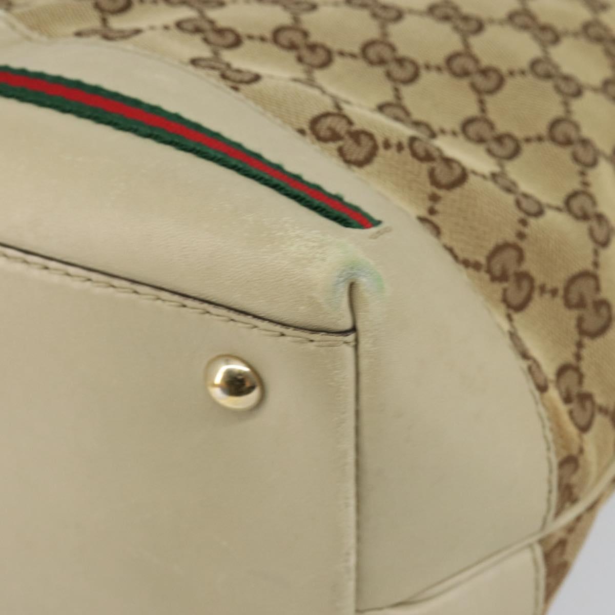 GUCCI GG Canvas Web Sherry Line Pretty Bag Beige Gold 257064 Auth 146262
