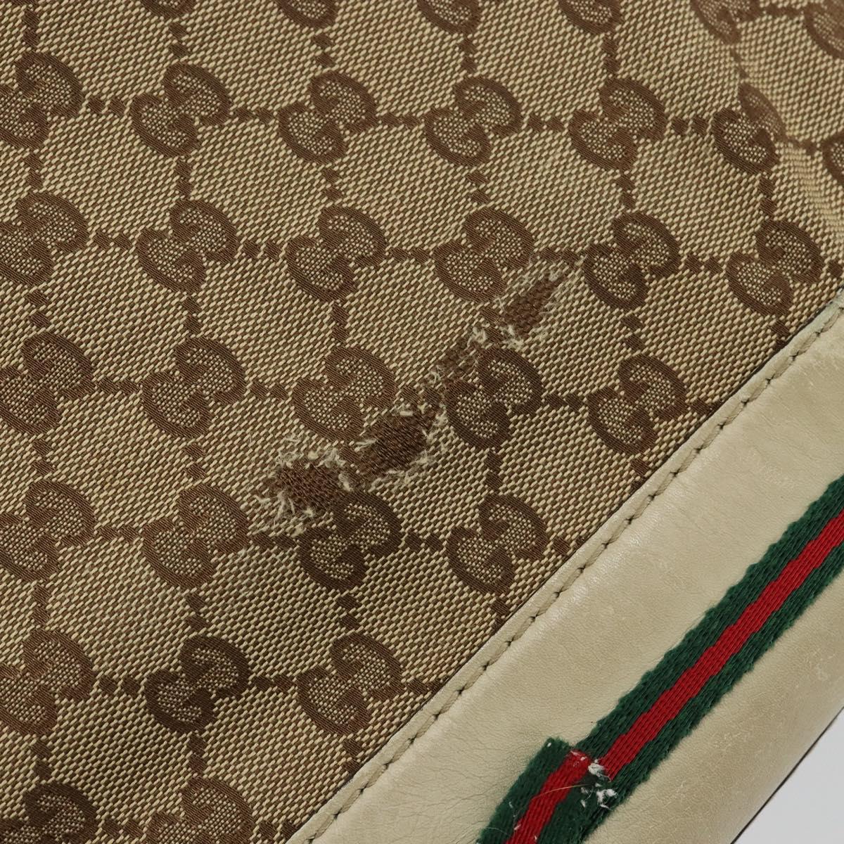 GUCCI GG Canvas Web Sherry Line Pretty Bag Beige Gold 257064 Auth 146262