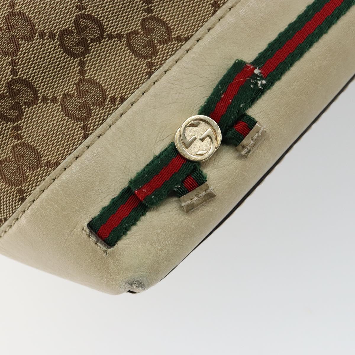 GUCCI GG Canvas Web Sherry Line Pretty Bag Beige Gold 257064 Auth 146262