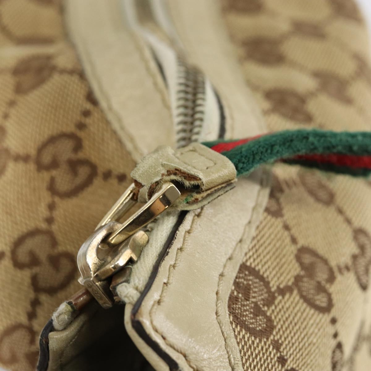 GUCCI GG Canvas Web Sherry Line Pretty Bag Beige Gold 257064 Auth 146262