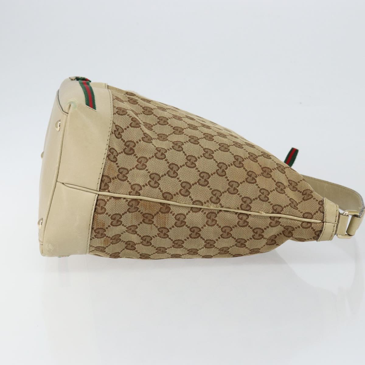 GUCCI GG Canvas Web Sherry Line Pretty Bag Beige Gold 257064 Auth 146262