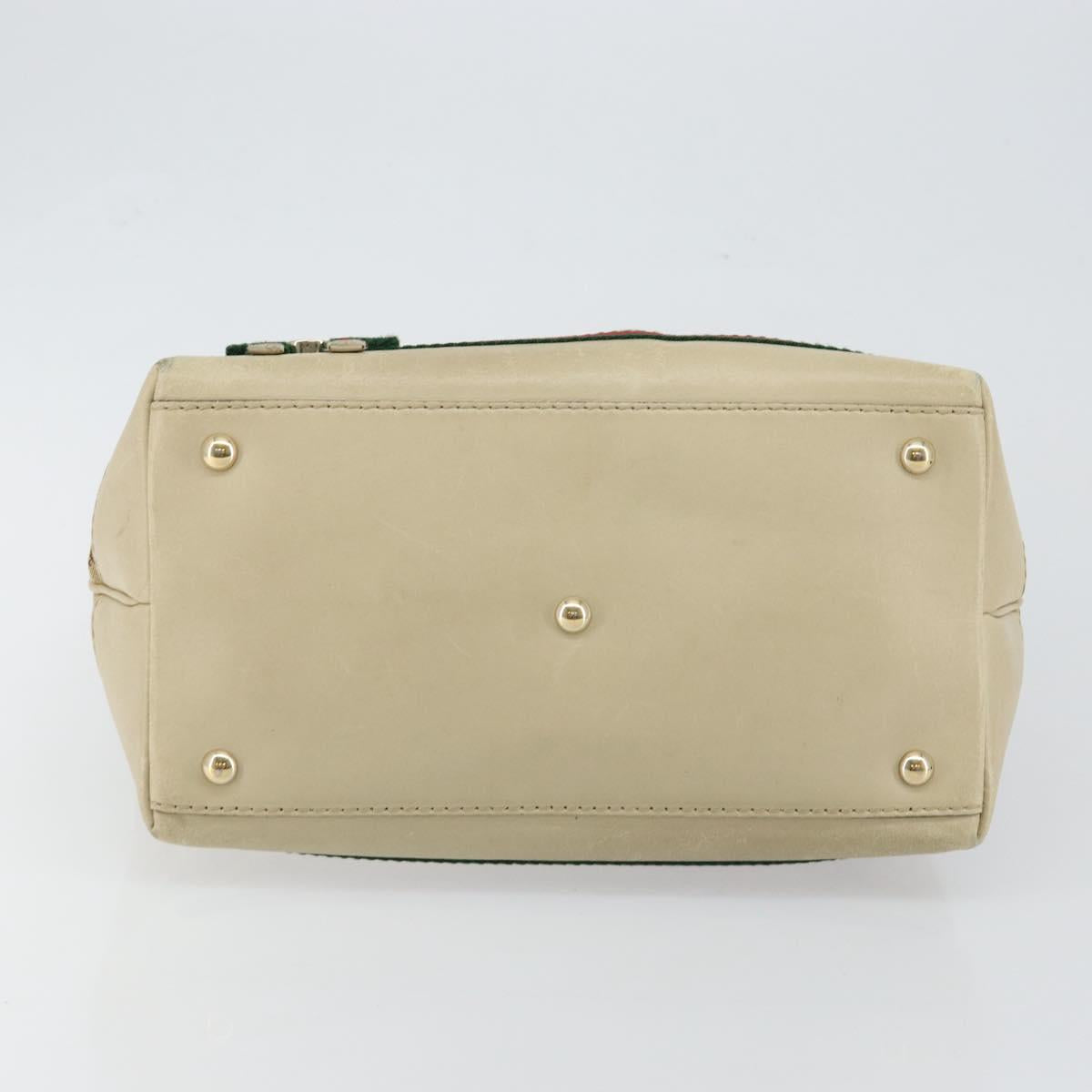 GUCCI GG Canvas Web Sherry Line Pretty Bag Beige Gold 257064 Auth 146262