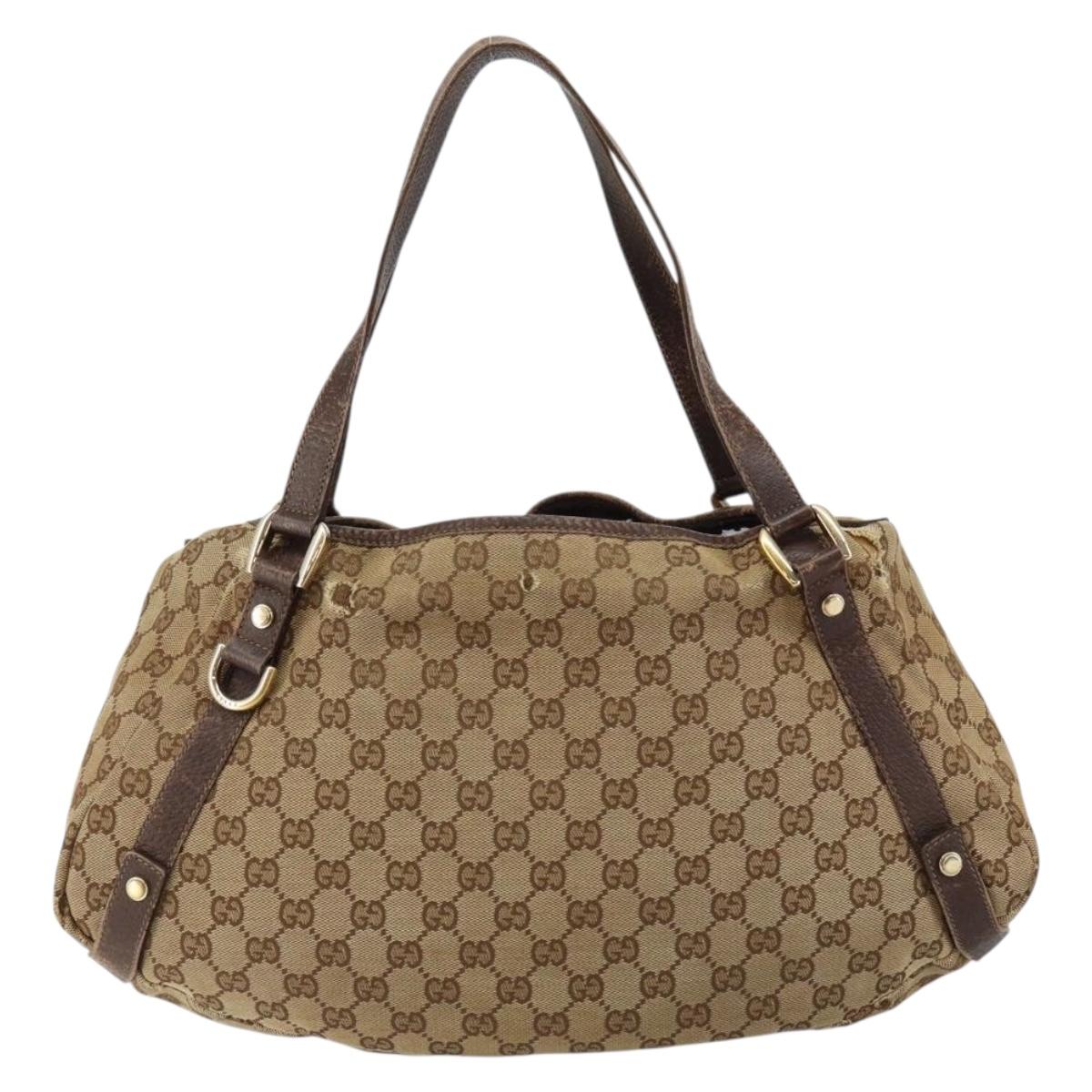 GUCCI GG Canvas Abbey Tote Bag Beige Gold 130736 Auth 146263