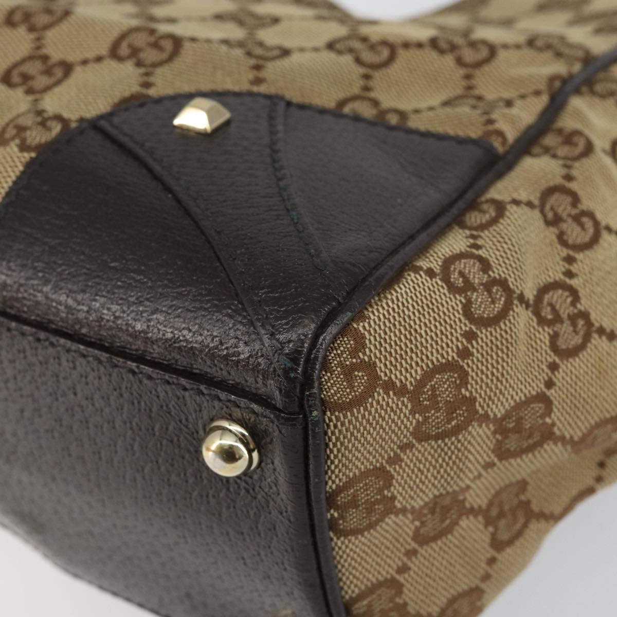GUCCI GG Canvas New Jackie Shoulder Bag Beige Gold 124407 Auth 146264