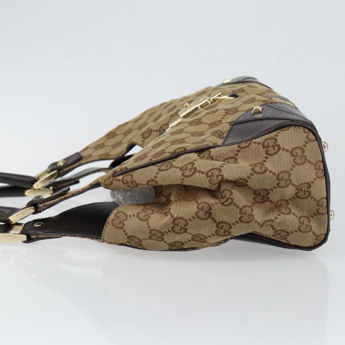 GUCCI GG Canvas New Jackie Shoulder Bag Beige Gold 124407 Auth 146264