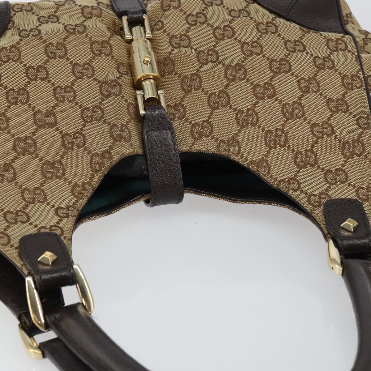 GUCCI GG Canvas New Jackie Shoulder Bag Beige Gold 124407 Auth 146264