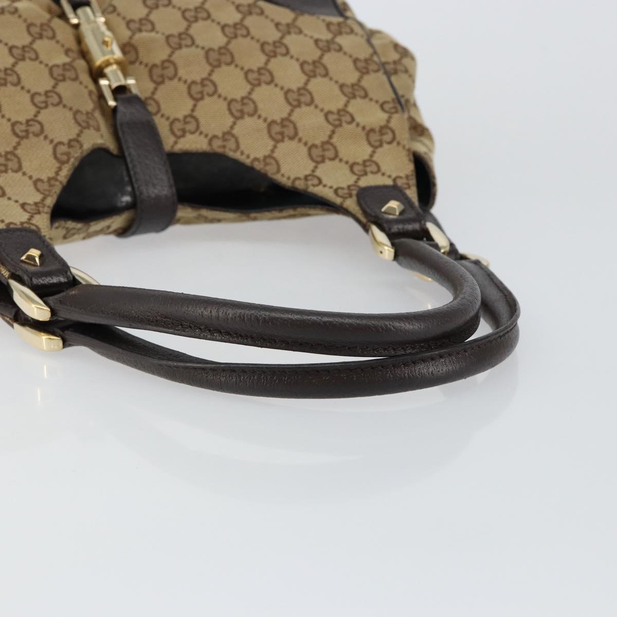 GUCCI GG Canvas New Jackie Shoulder Bag Beige Gold 124407 Auth 146264