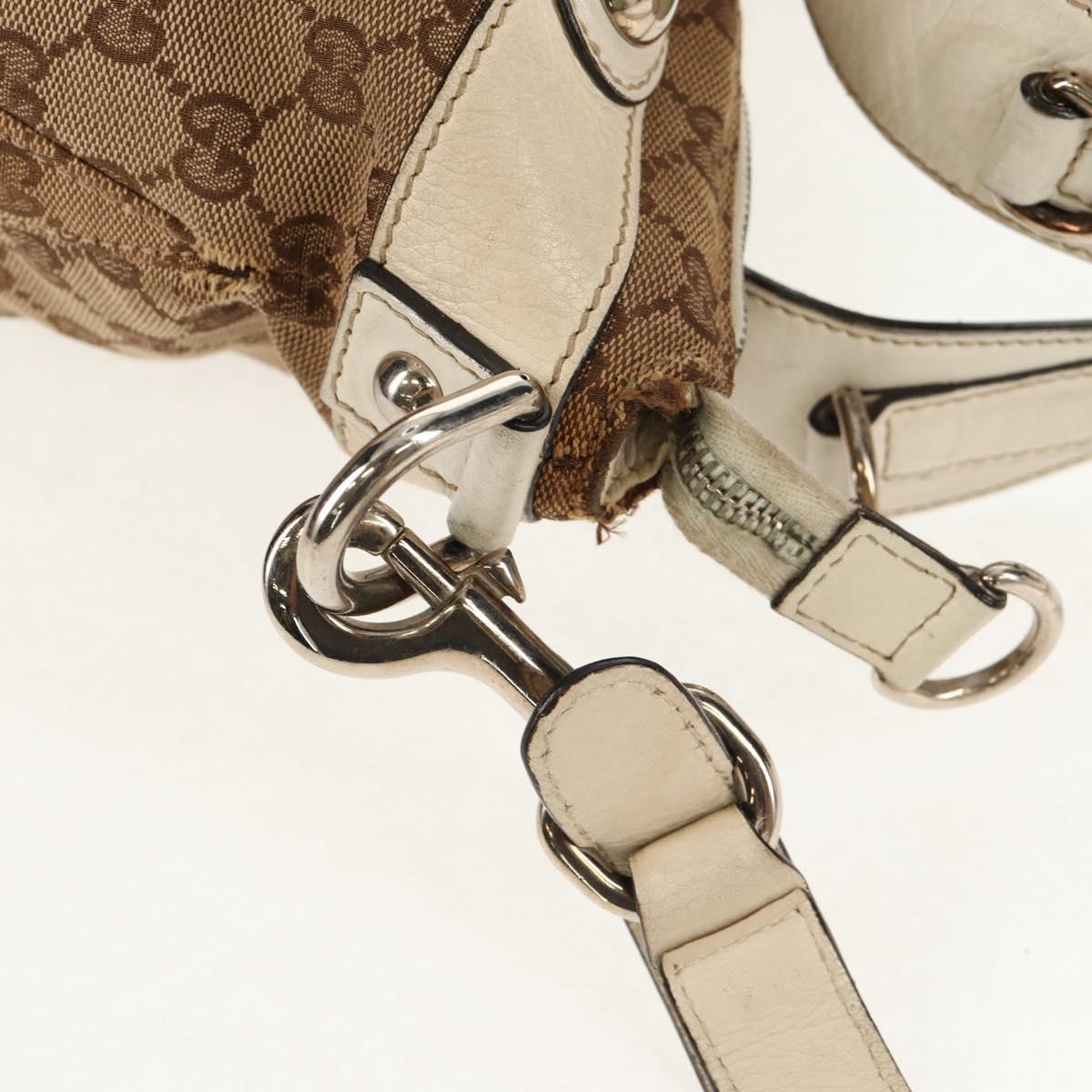 GUCCI GG Canvas Horsebit Tote Bag 2way Beige Gold 232949 Auth 146265