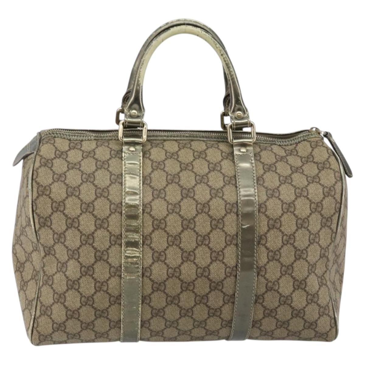 GUCCI GG Supreme Boston Bag PVC Beige Gold 193603 Auth 146267