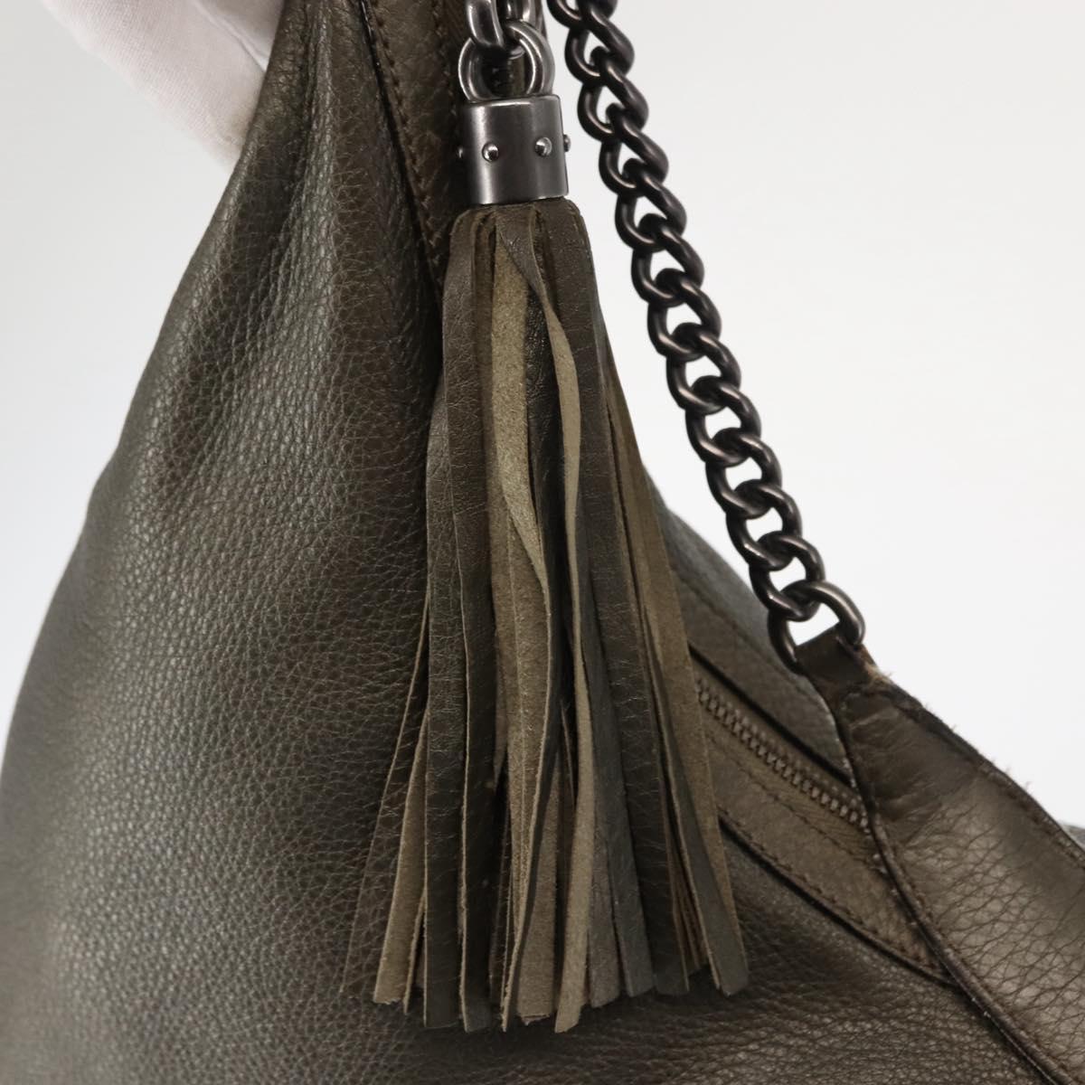 GUCCI Soho Chain Shoulder Bag Leather Gray 326706 Auth 146271