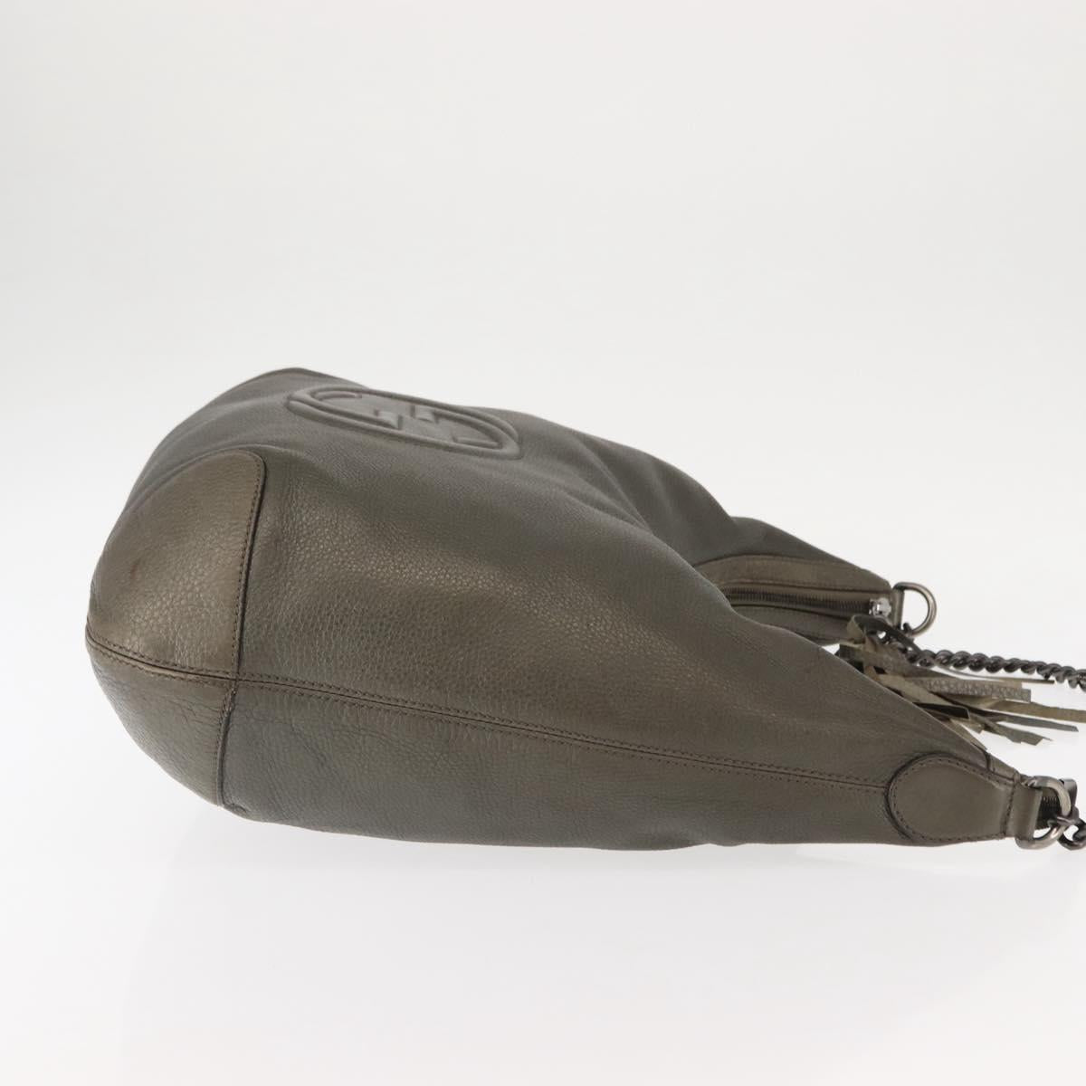 GUCCI Soho Chain Shoulder Bag Leather Gray 326706 Auth 146271