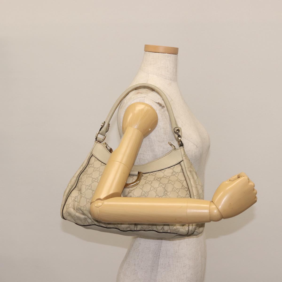 GUCCI Guccissima Abbey GG Canvas Shoulder Bag Leather Beige 190525 Auth 146273