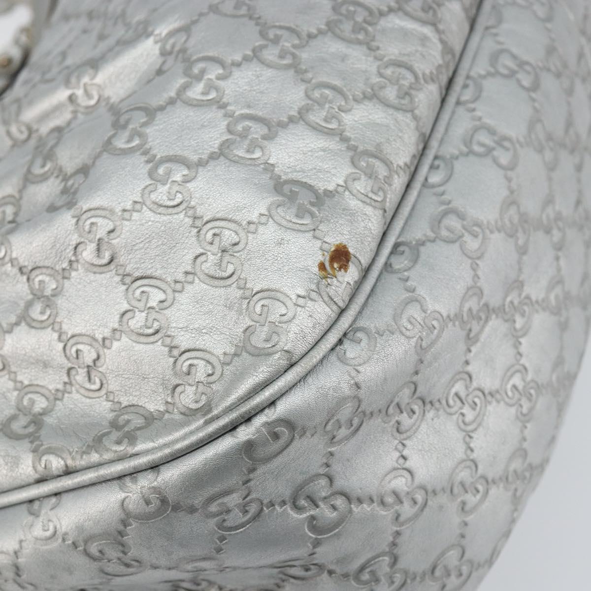 GUCCI Guccissima GG Canvas Shoulder Bag Leather Silver 232955 Auth 146274