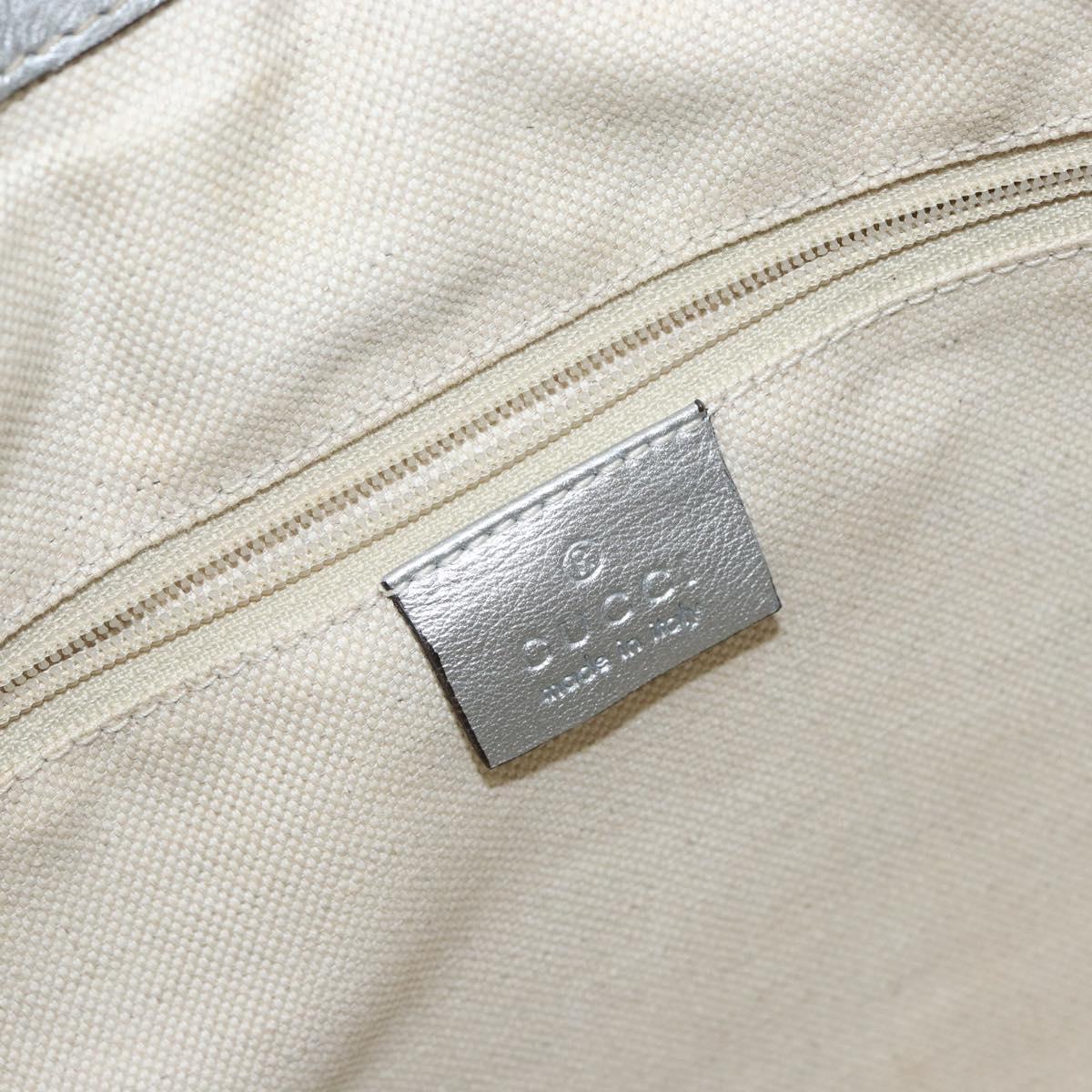 GUCCI Guccissima GG Canvas Shoulder Bag Leather Silver 232955 Auth 146274