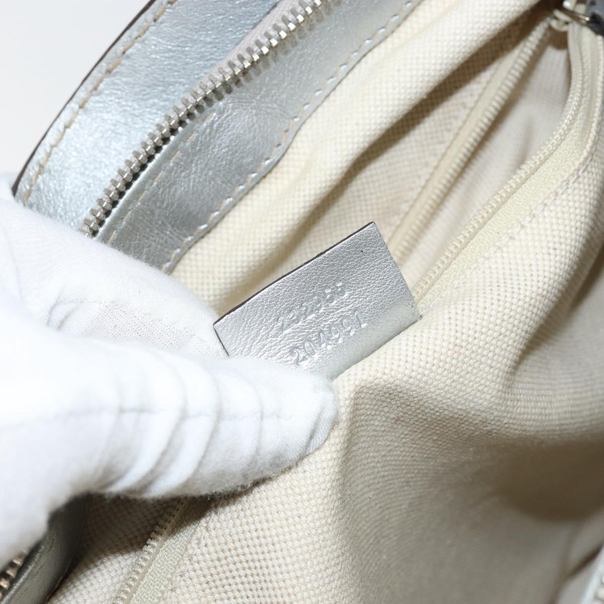 GUCCI Guccissima GG Canvas Shoulder Bag Leather Silver 232955 Auth 146274