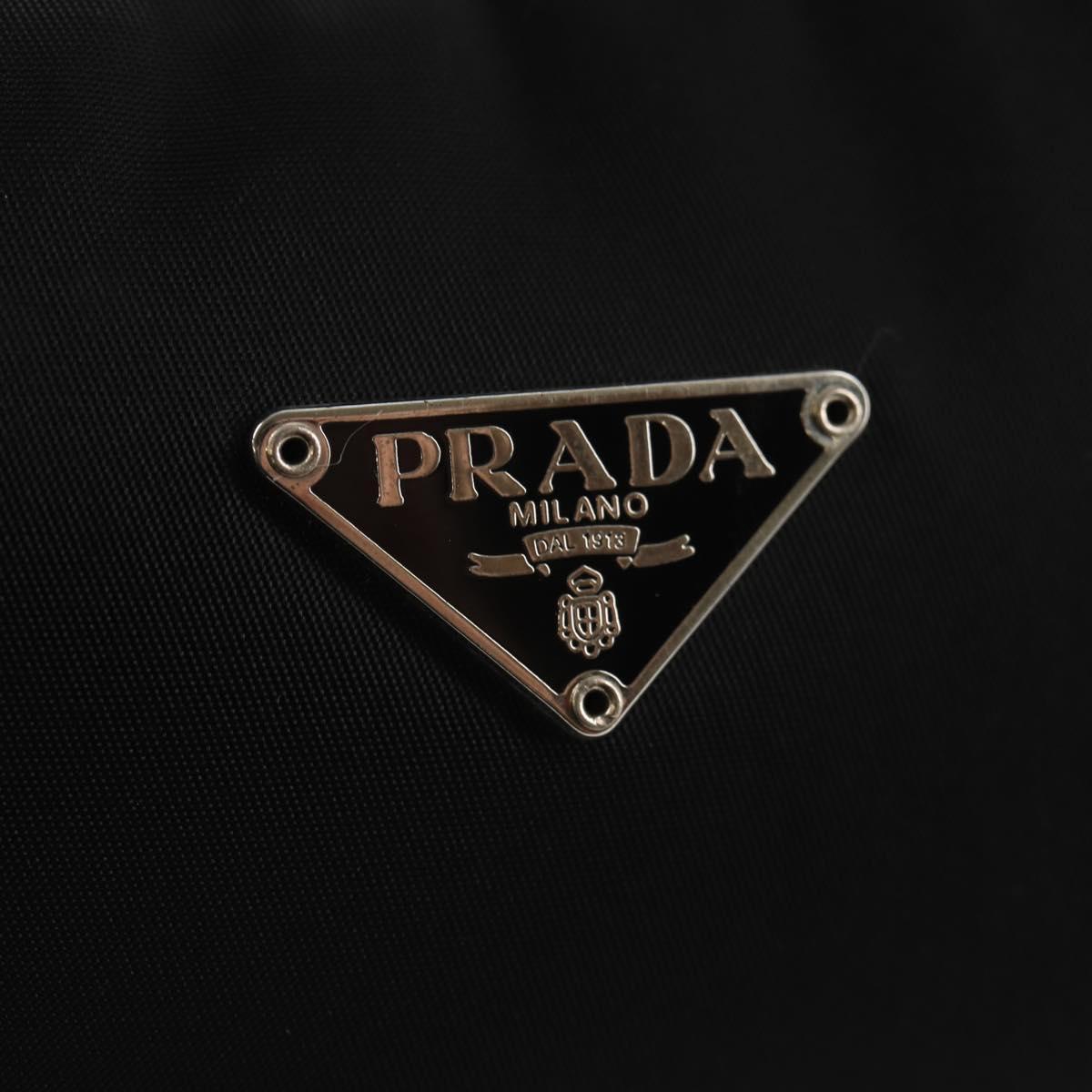 PRADA Hand Bag Nylon Black Silver Auth 146275V