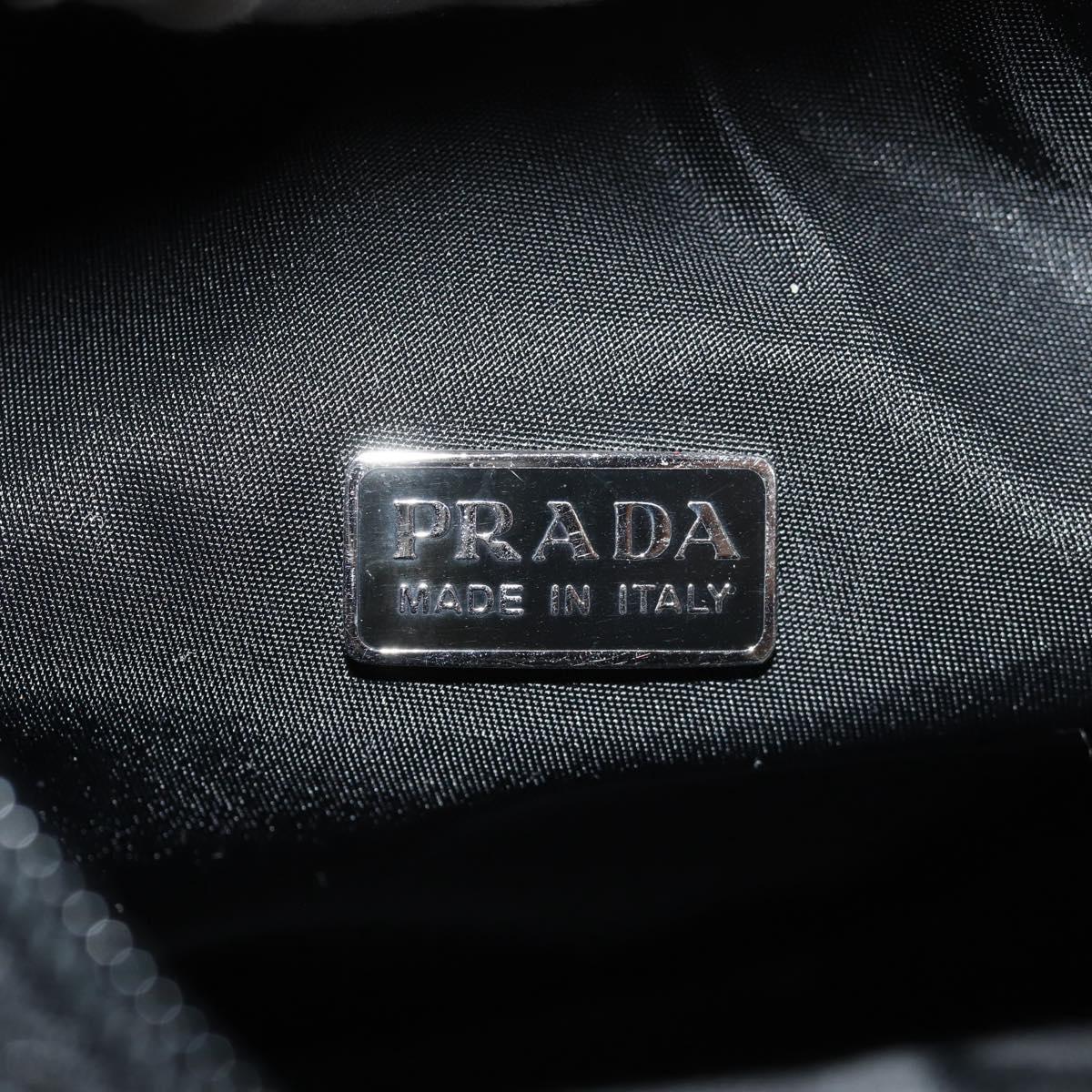 PRADA Hand Bag Nylon Black Silver Auth 146275V