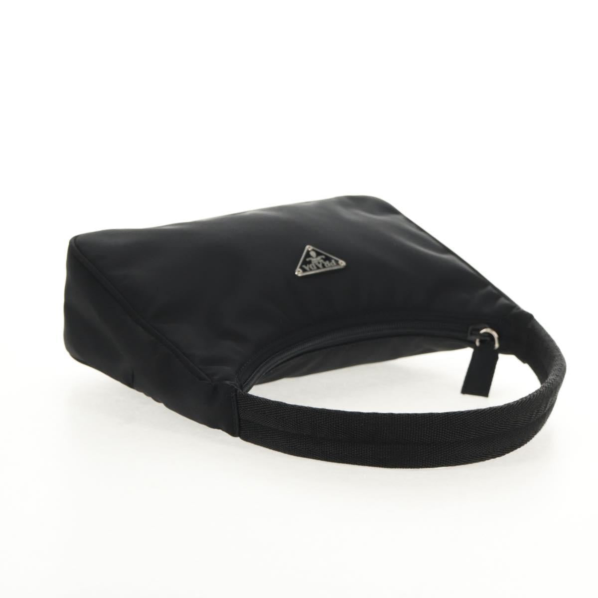 PRADA Hand Bag Nylon Black Silver Auth 146275V