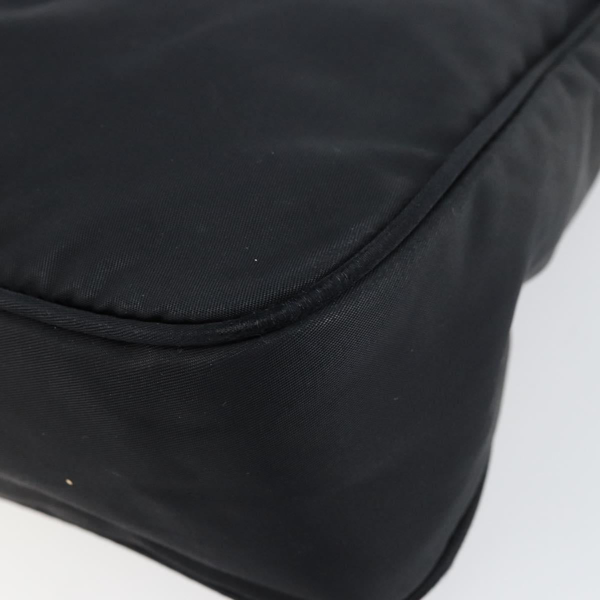 PRADA Hand Bag Nylon Black Silver Auth 146276