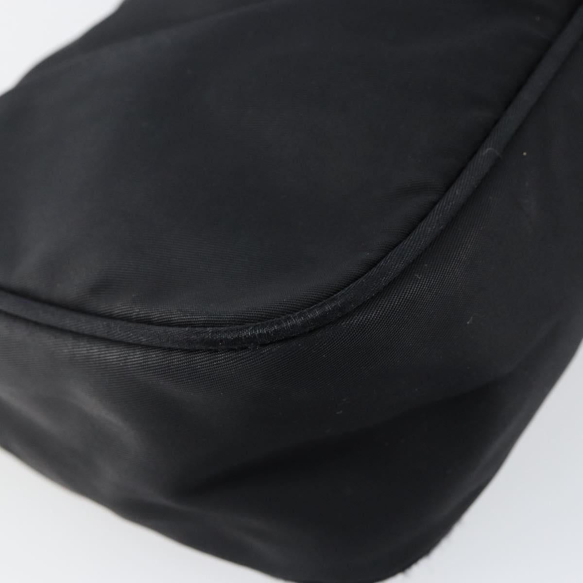 PRADA Hand Bag Nylon Black Silver Auth 146276