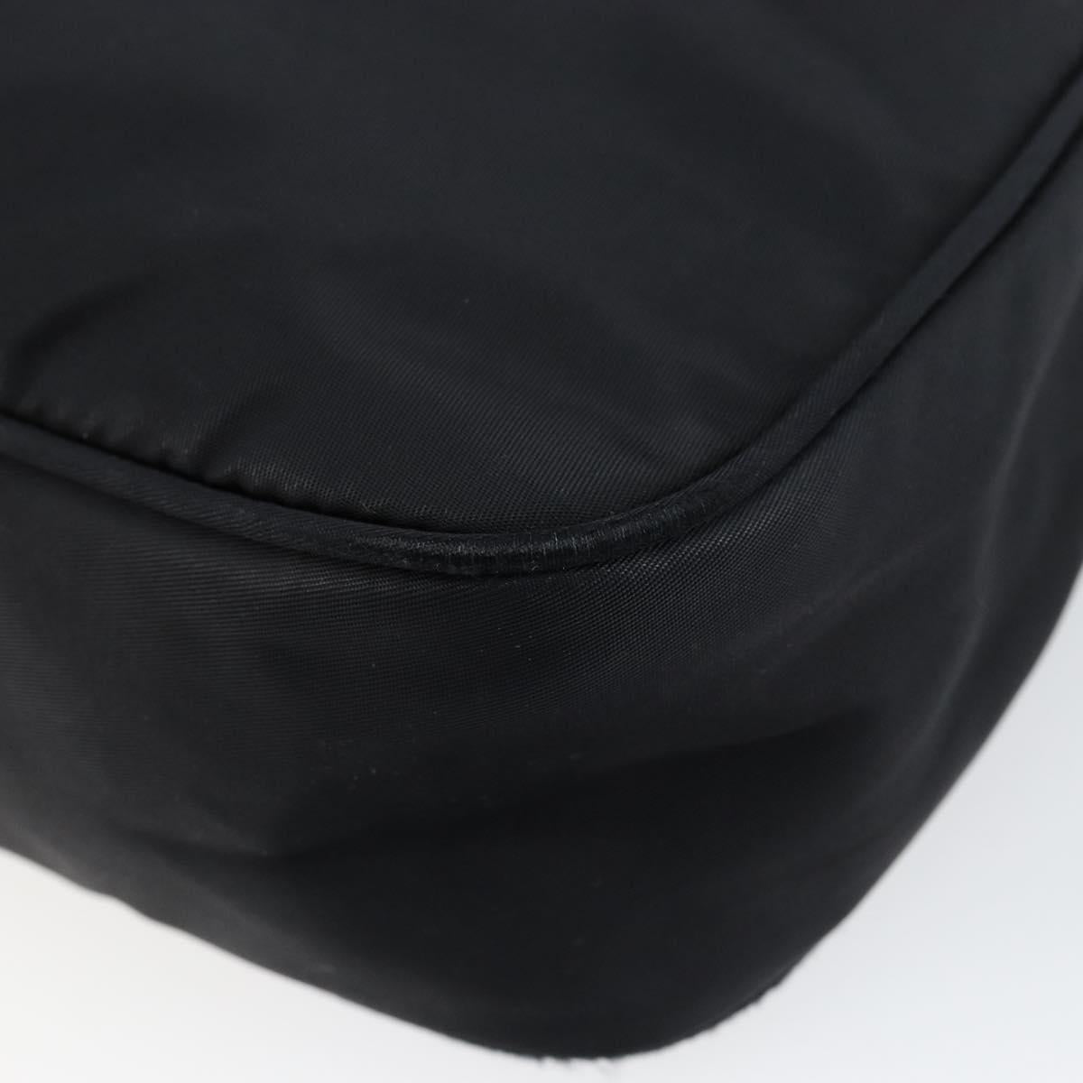 PRADA Hand Bag Nylon Black Silver Auth 146276