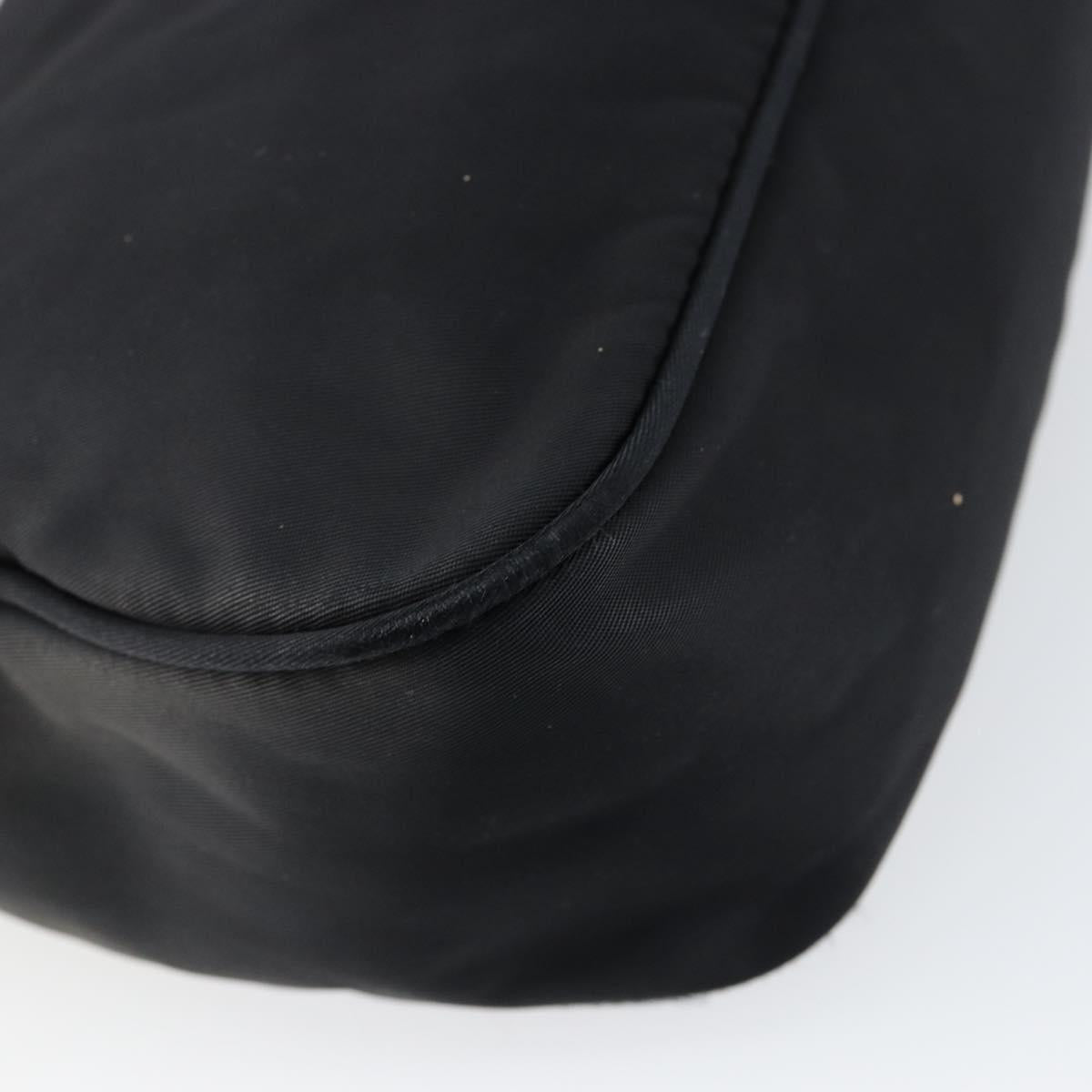 PRADA Hand Bag Nylon Black Silver Auth 146276