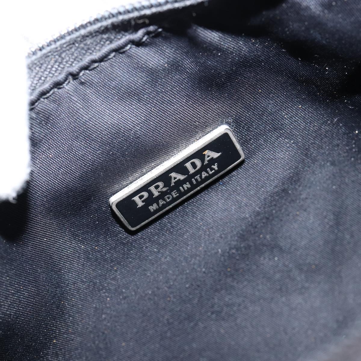 PRADA Hand Bag Nylon Black Silver Auth 146276