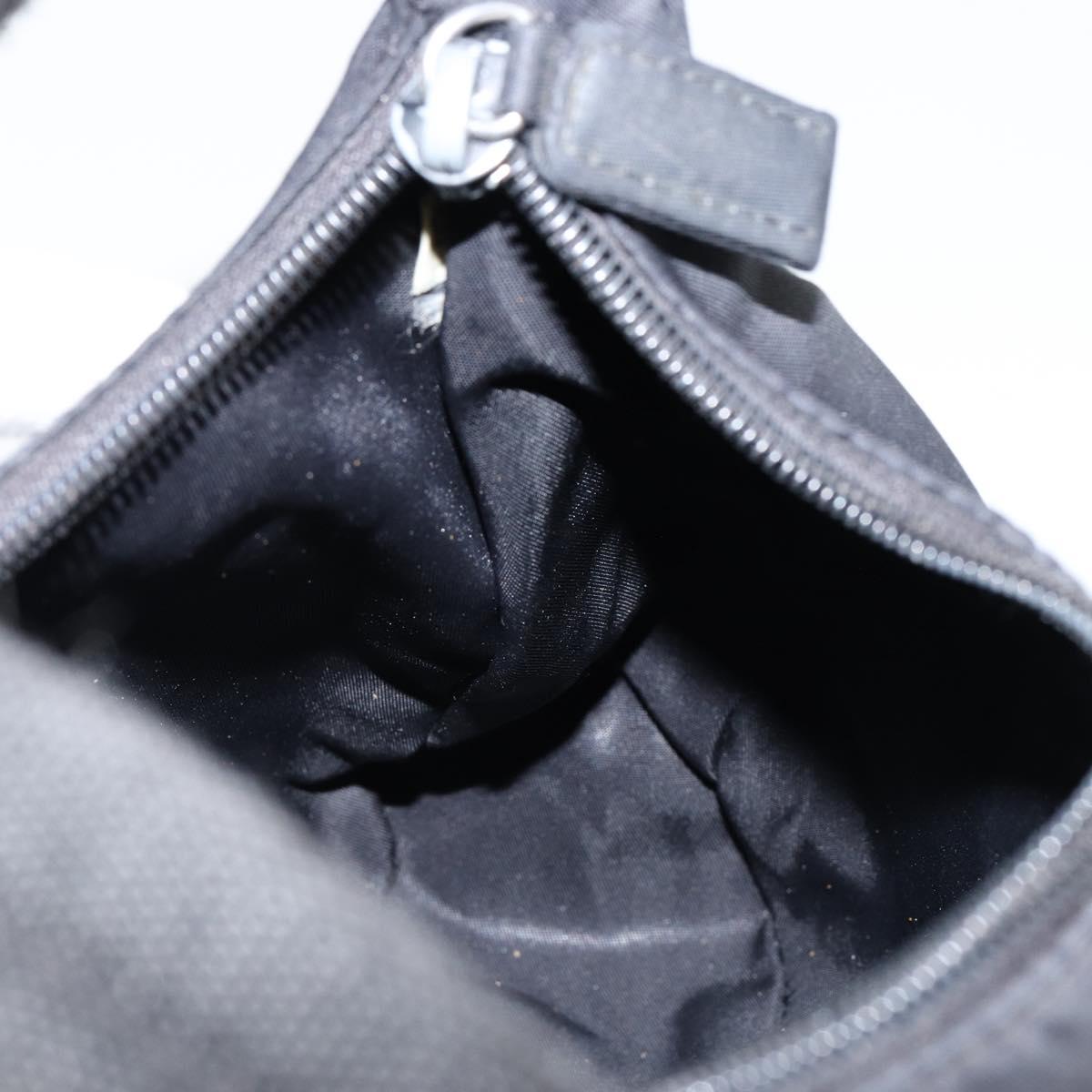 PRADA Hand Bag Nylon Black Silver Auth 146276