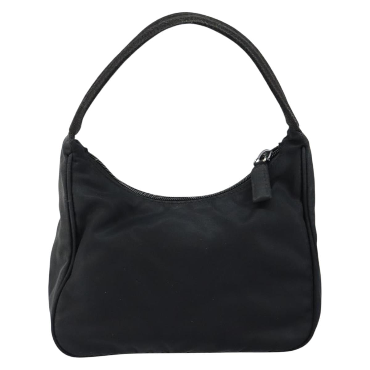 PRADA Hand Bag Nylon Black Silver Auth 146276