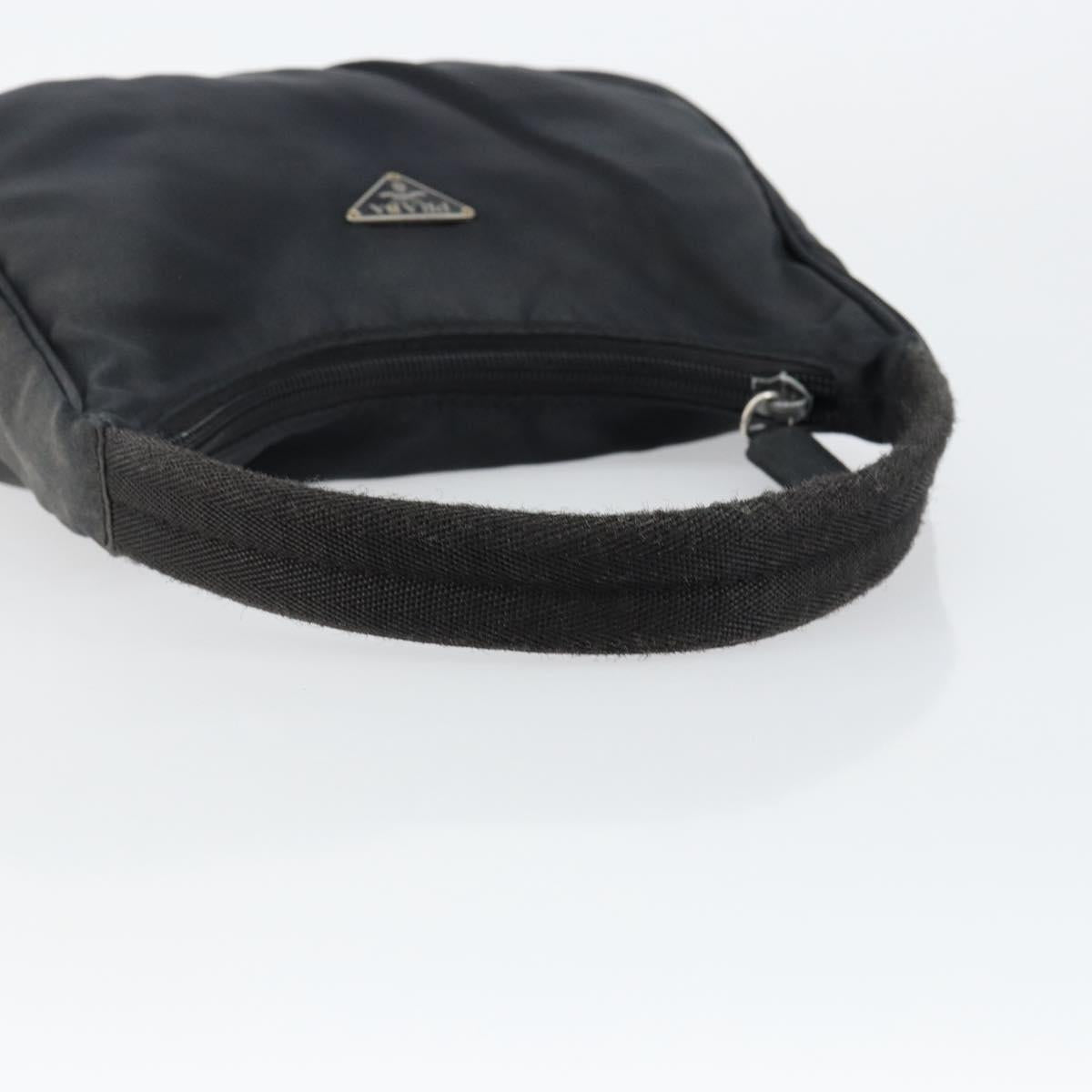 PRADA Hand Bag Nylon Black Silver Auth 146276