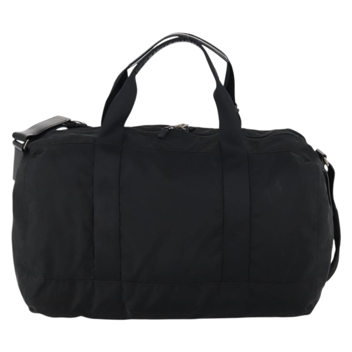 PRADA Boston Bag Nylon 2way Black Silver Auth 146277