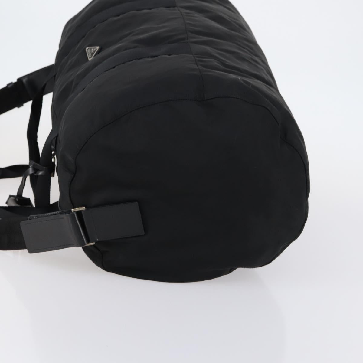 PRADA Boston Bag Nylon 2way Black Silver Auth 146277