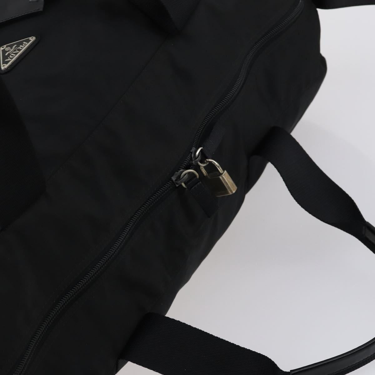 PRADA Boston Bag Nylon 2way Black Silver Auth 146277