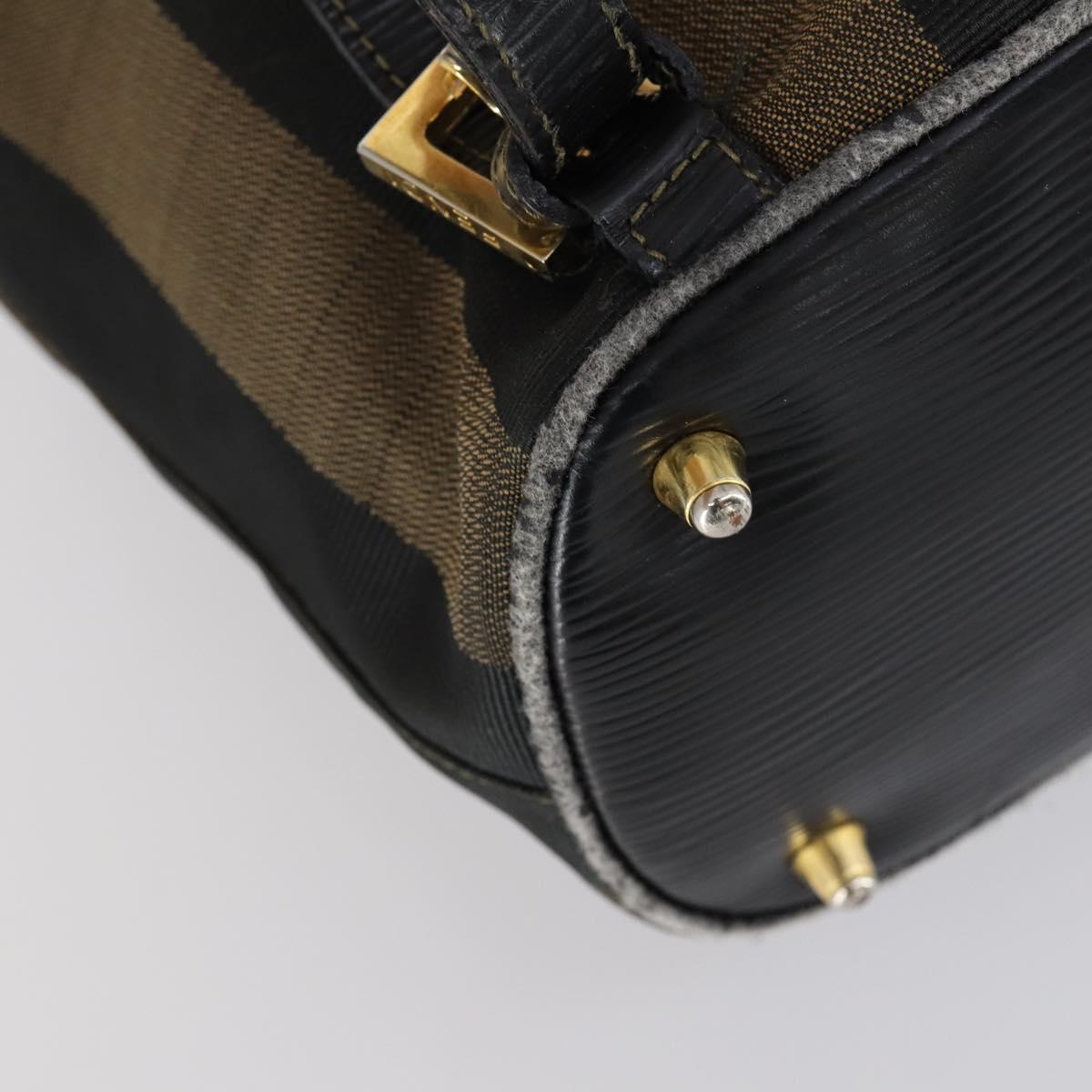 FENDI Pecan Canvas Backpack Brown Black Auth 146280