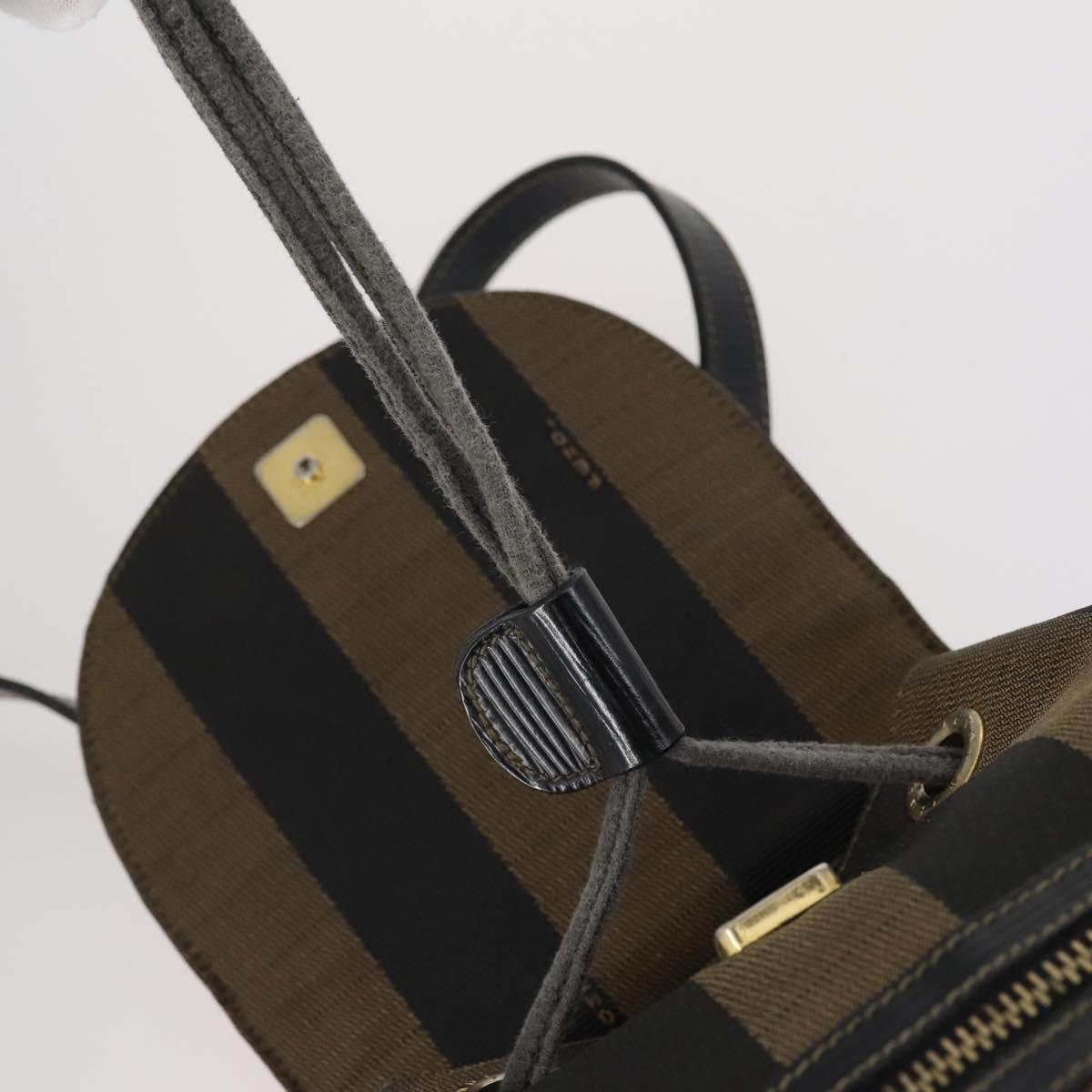 FENDI Pecan Canvas Backpack Brown Black Auth 146280