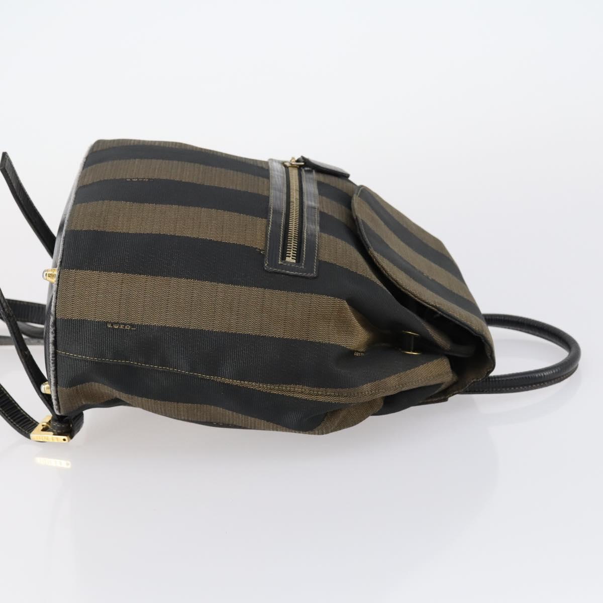 FENDI Pecan Canvas Backpack Brown Black Auth 146280