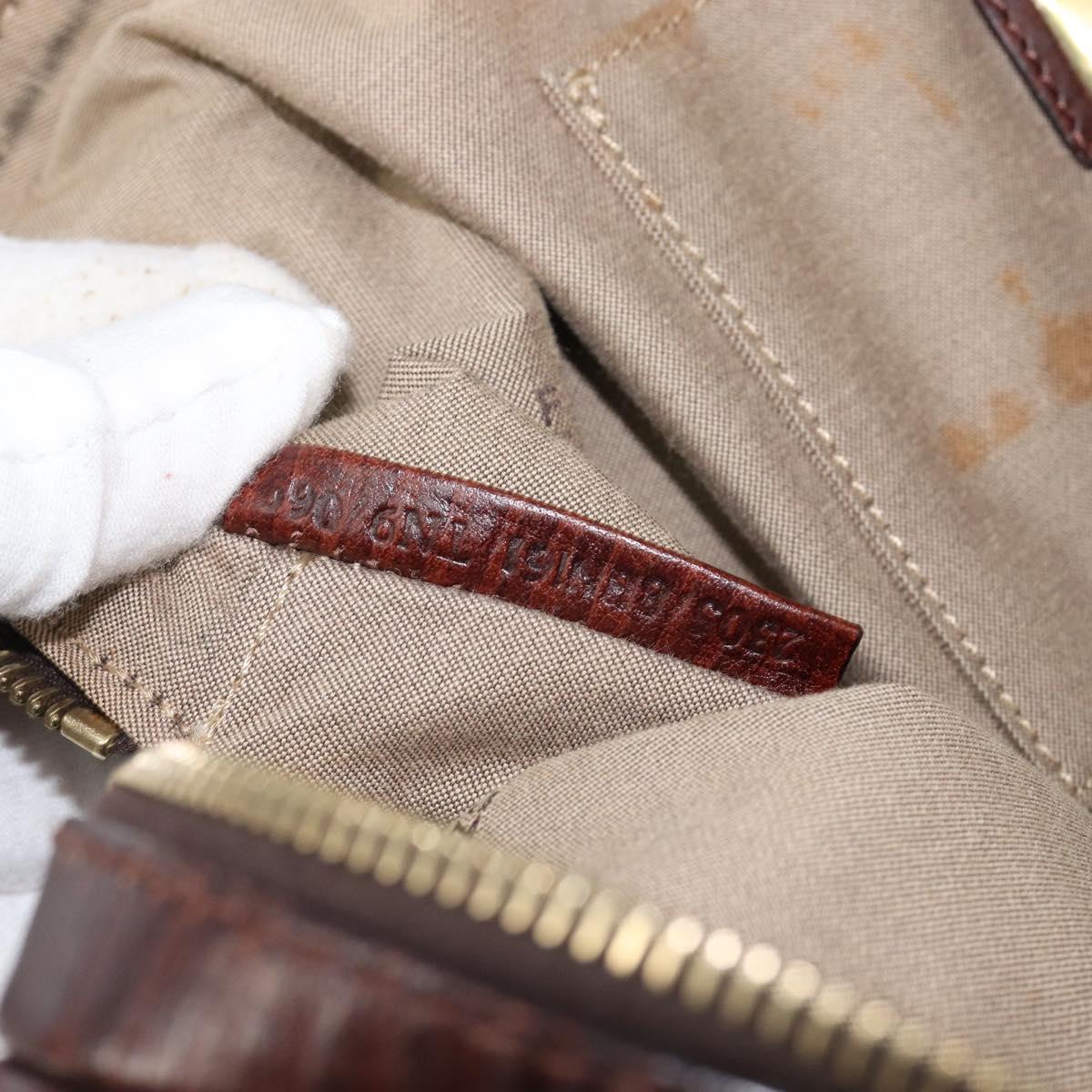 FENDI Zucchino Canvas Tote Bag Brown Gold Auth 146282