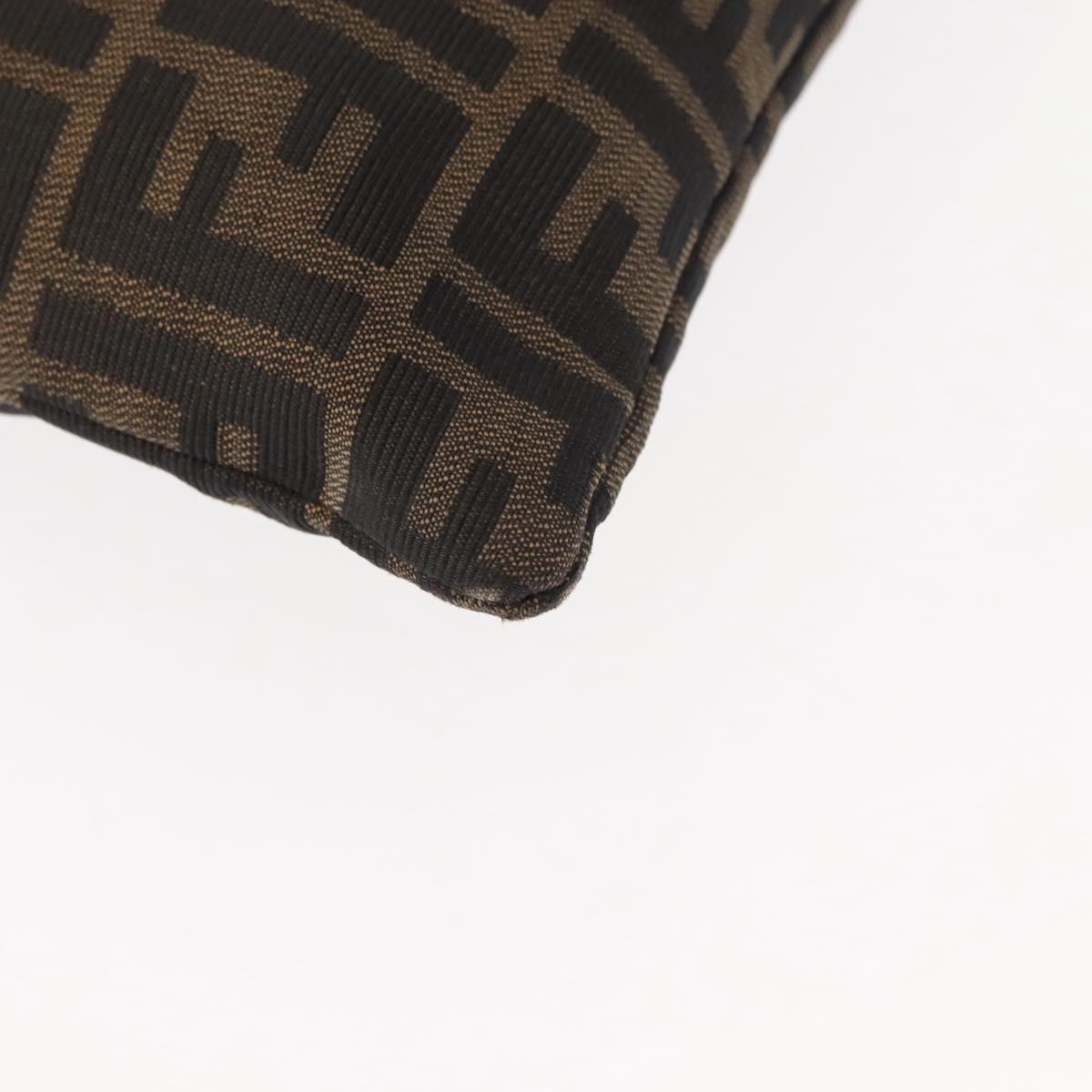 FENDI Zucca Canvas Mamma Baguette Tote Bag Black Brown Auth 146284