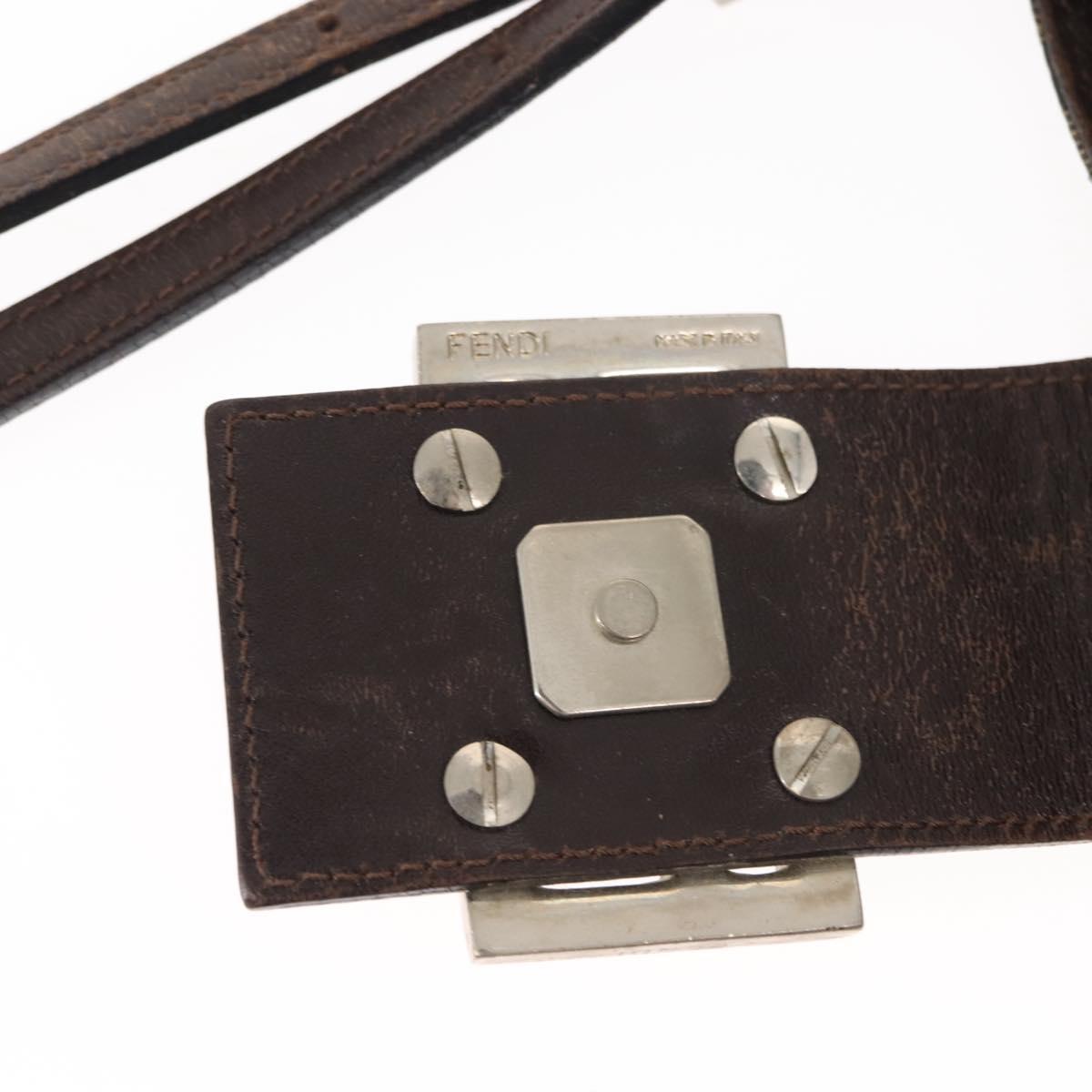 FENDI Zucca Canvas Mamma Baguette Tote Bag Black Brown Auth 146284