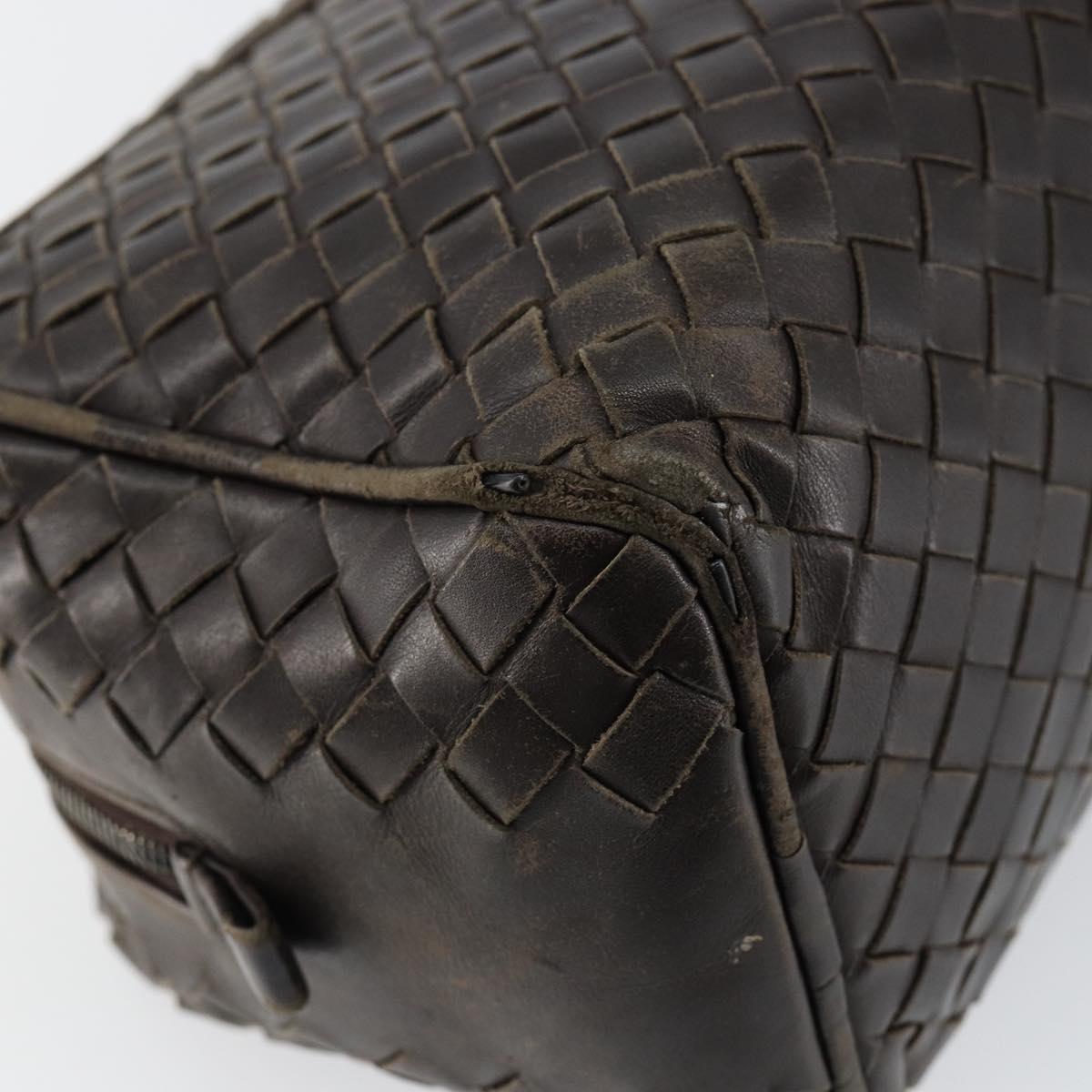 BOTTEGA VENETA INTRECCIATO Clutch Bag Leather Brown Auth 146285