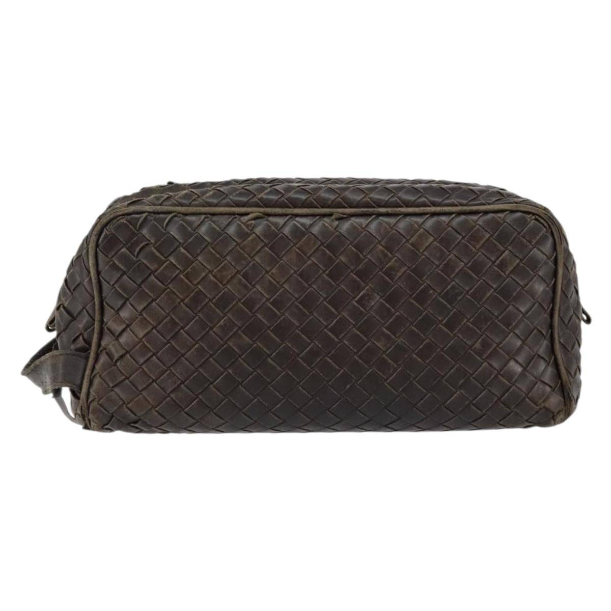 BOTTEGA VENETA INTRECCIATO Clutch Bag Leather Brown Auth 146285