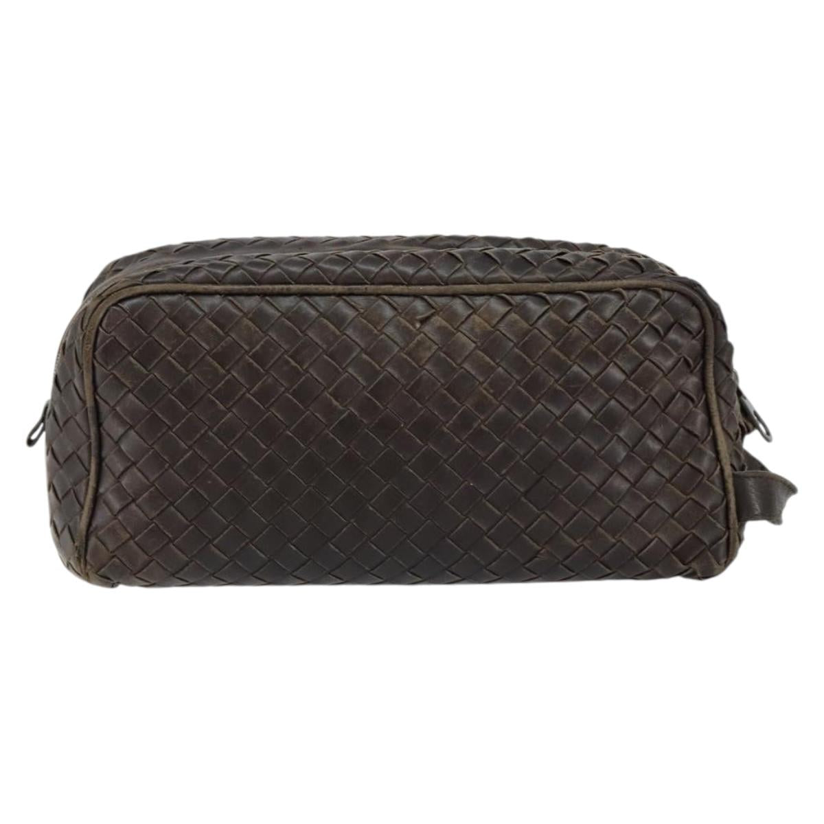 BOTTEGA VENETA INTRECCIATO Clutch Bag Leather Brown Auth 146285