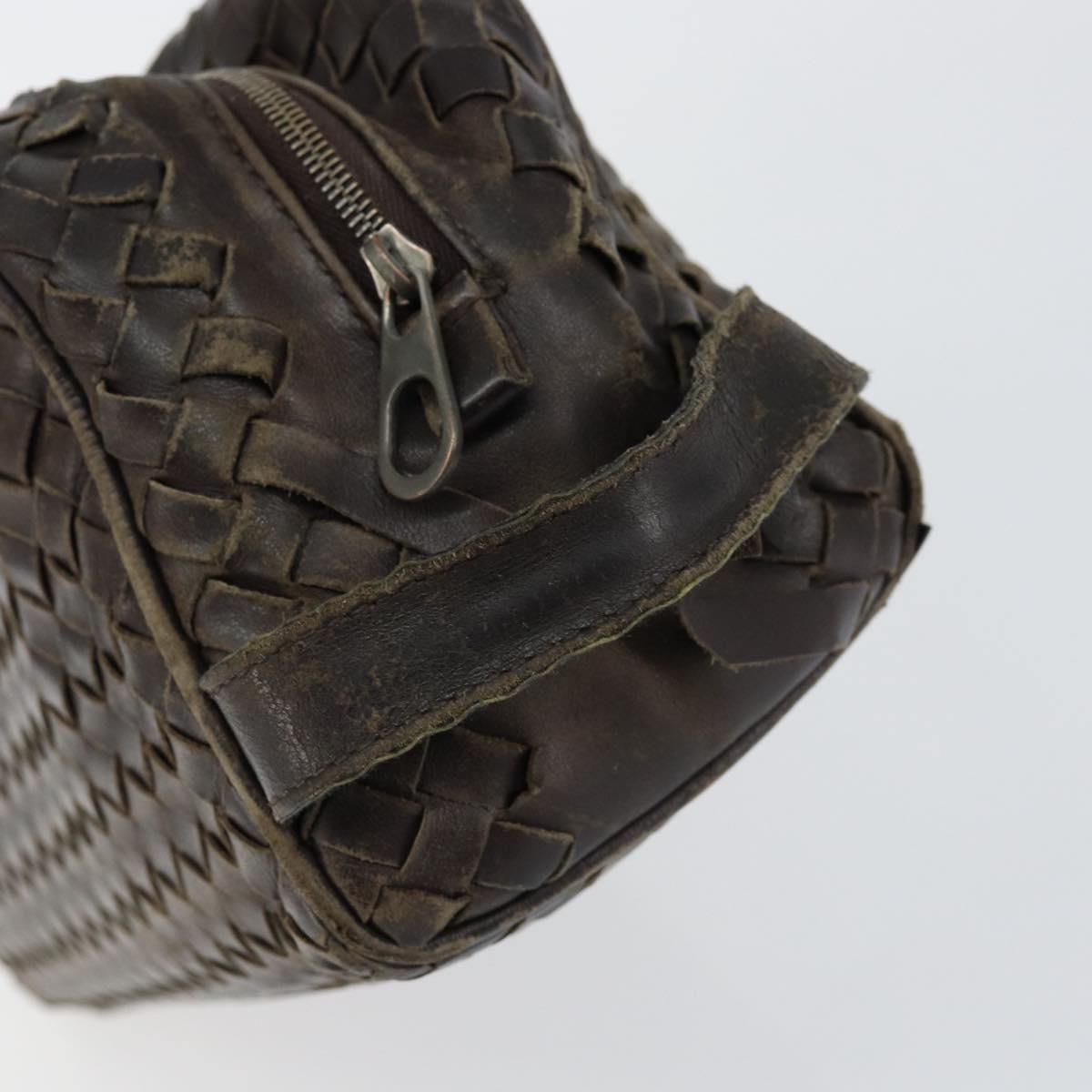 BOTTEGA VENETA INTRECCIATO Clutch Bag Leather Brown Auth 146285