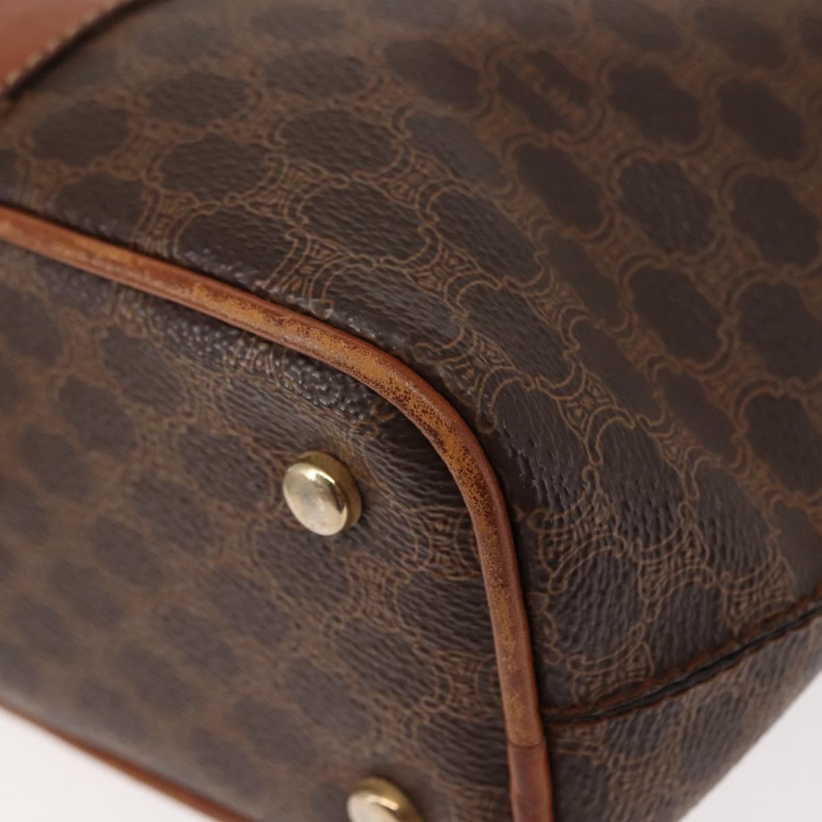 CELINE Macadam Canvas Shoulder Bag PVC Leather Brown Gold Auth 146286