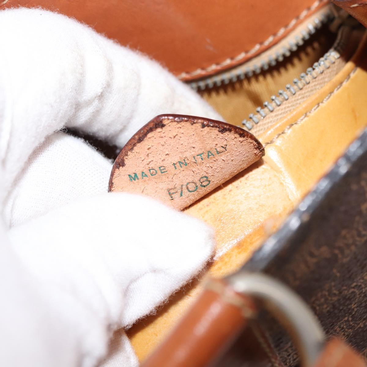 CELINE Macadam Canvas Shoulder Bag PVC Leather Brown Gold Auth 146286