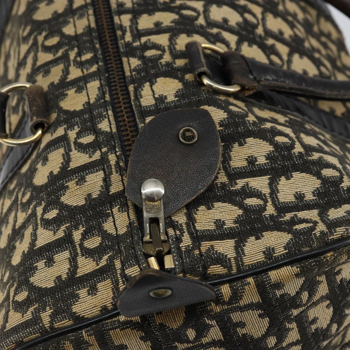 Christian Dior Trotter Canvas Boston Bag Navy Gold Auth 146290