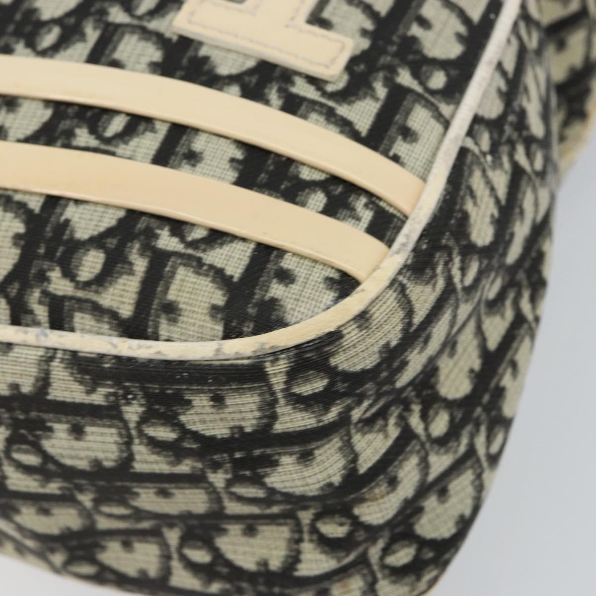 Christian Dior Trotter Canvas Shoulder Bag Black Silver Auth 146291