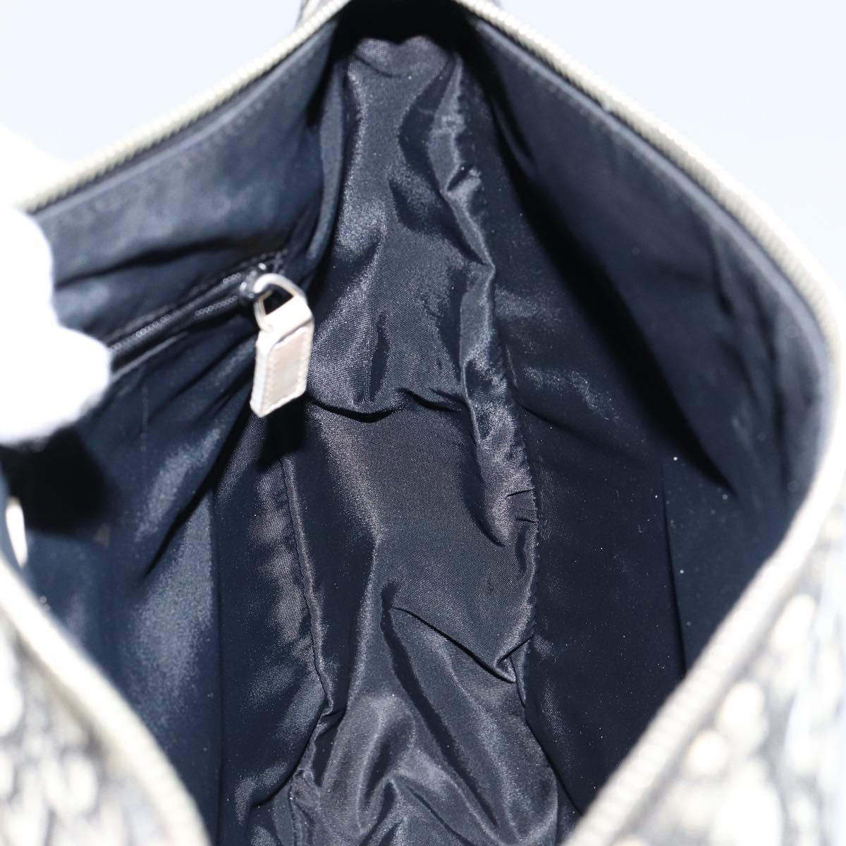 Christian Dior Trotter Canvas Shoulder Bag Black Silver Auth 146291