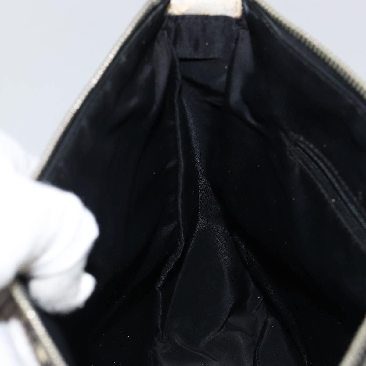 Christian Dior Trotter Canvas Shoulder Bag Black Silver Auth 146291