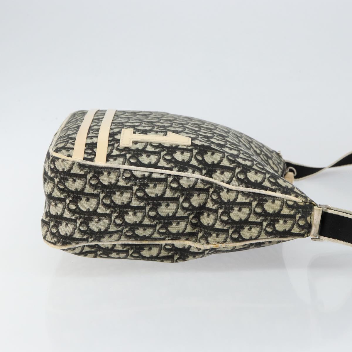 Christian Dior Trotter Canvas Shoulder Bag Black Silver Auth 146291